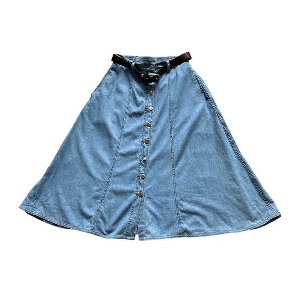 Vintage Biu Blues Denim Button Front Skirt W27 - Picture 1 of 5